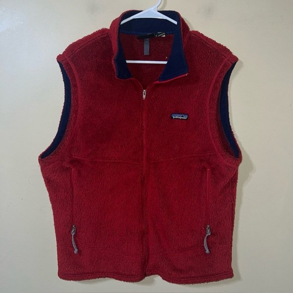 Patagonia Pile Sherpa Vest Size Large Made in USA Vintage Red - Picture 1 of 3